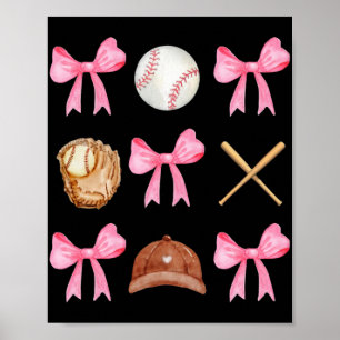 Coquette Bow Baseball Mama Baseball Mama Mütter Da Poster