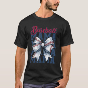 Coquette Bow Baseball Mama Mama Game Day Trendy Mo T-Shirt