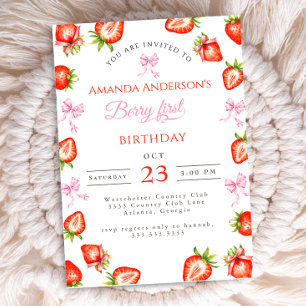Coquette Bow Berry First Strawberry Einladung