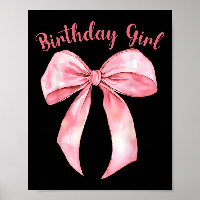 Coquette Bow Birthday Girls Aesthetic Girly Birthd Poster (Vorne)