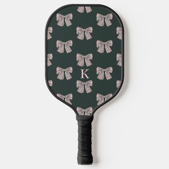 Coquette Bow Black & Pink Stilvoll Pickleball Schläger (Vorderseite)