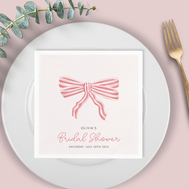 Coquette Bow Blush Brautparty Serviette (Coquette Blush Pink Bow Bridal Shower paper napkins. Matching invites available for bride to be. )