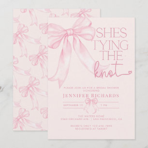 Coquette Bow Blush Pink Bridal Dusche Einladung