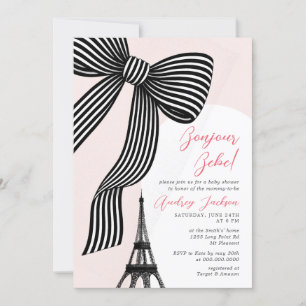 Coquette Bow Bonjour Bébé Parisian Babydusche Einladung