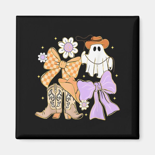 Coquette Bow Boo Ghost Boots Western Cowboy Cowgir Magnet (Vorne)