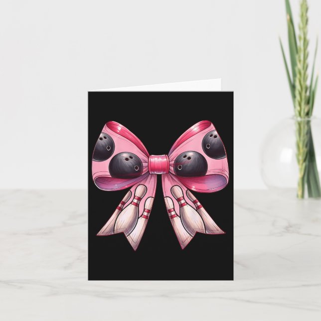 Coquette Bow Bowling Ll Buttone Muster Bowler Pink Karte (Vorderseite)