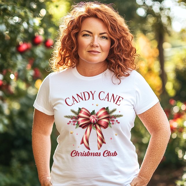 Coquette Bow Candy Cane Weihnachtsclub T-Shirt (Von Creator hochgeladen)