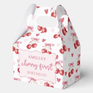 Coquette Bow Cherry First Birthday Fevor Box Geschenkschachtel