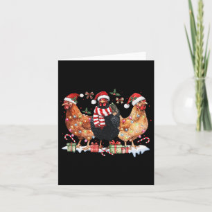Coquette Bow Chicken Christmas Hat Lights Farm Ani Karte