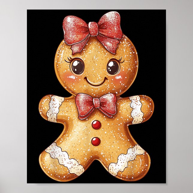 Coquette Bow Christmas Girly Gingerbread Cookie Ba Poster (Vorne)