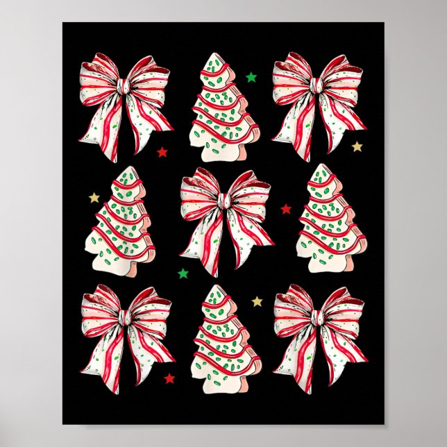 Coquette Bow Christmas Tree Cakes Xmas Family Paja Poster (Vorne)