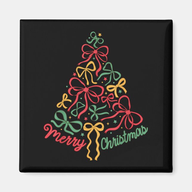 Coquette Bow Christmas Tree Girly Xmas Holiday Wom Magnet (Vorne)