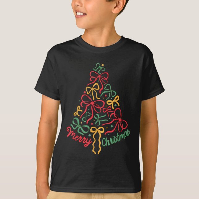 Coquette Bow Christmas Tree Girly Xmas Holiday Wom T-Shirt (Vorderseite)