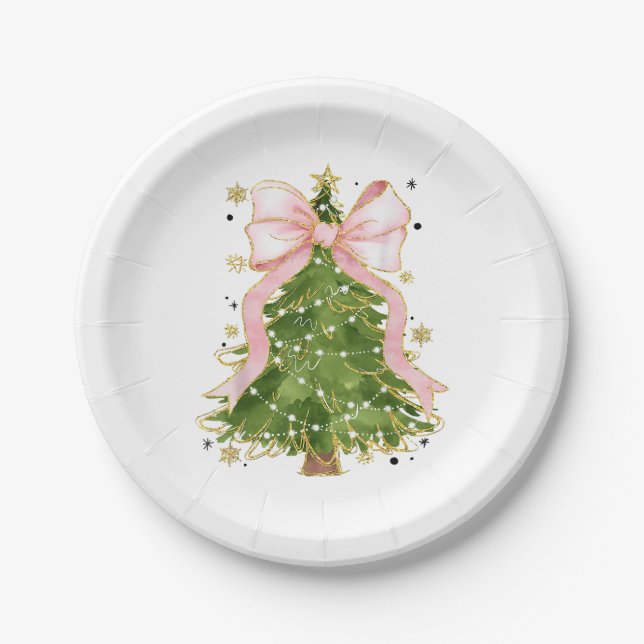 Coquette Bow Christmas Tree Holiday Giro Outfit W Pappteller (Vorderseite)