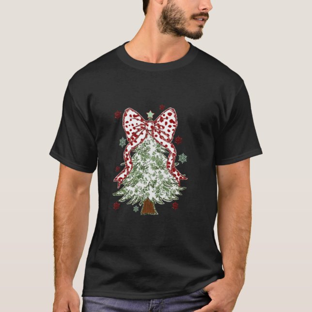 Coquette Bow Christmas Tree Outfit WomenToile Chri T-Shirt (Vorderseite)