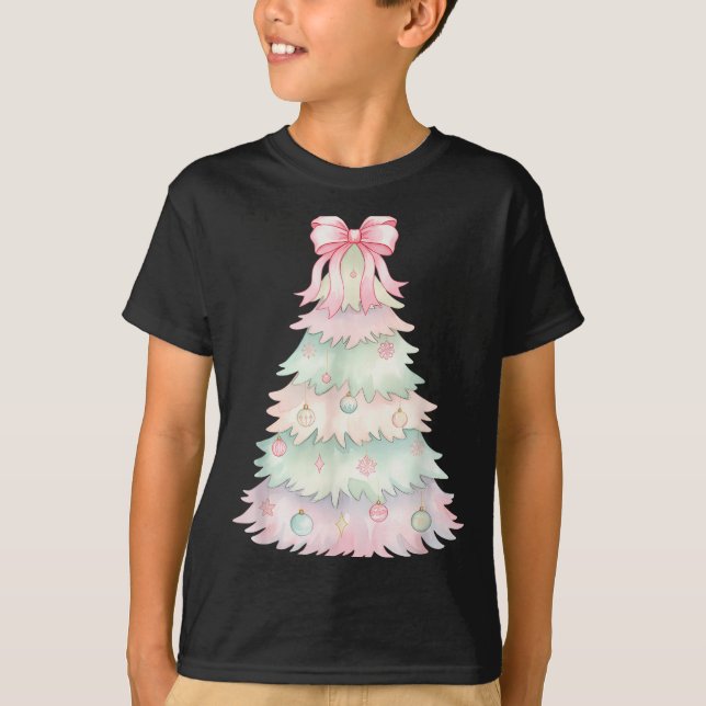 Coquette Bow Christmas Tree Xmas Holiday Girls Wom T-Shirt (Vorderseite)