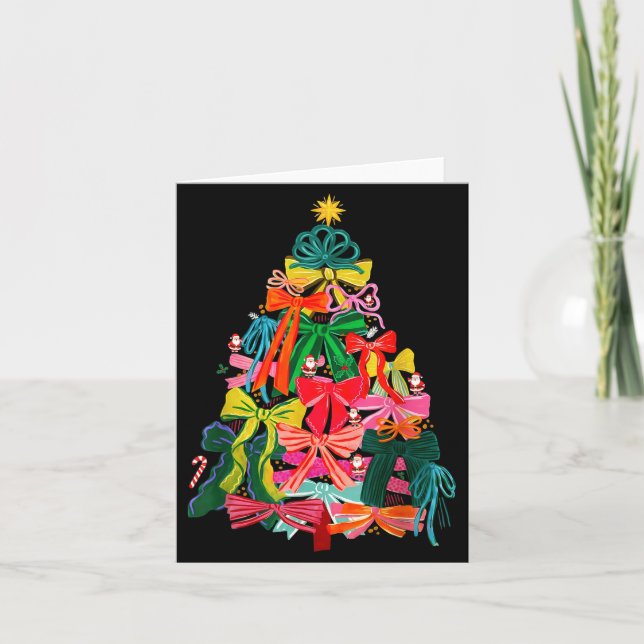 Coquette Bow Christmas Tree Xmas Holiday Girly Out Karte (Vorderseite)