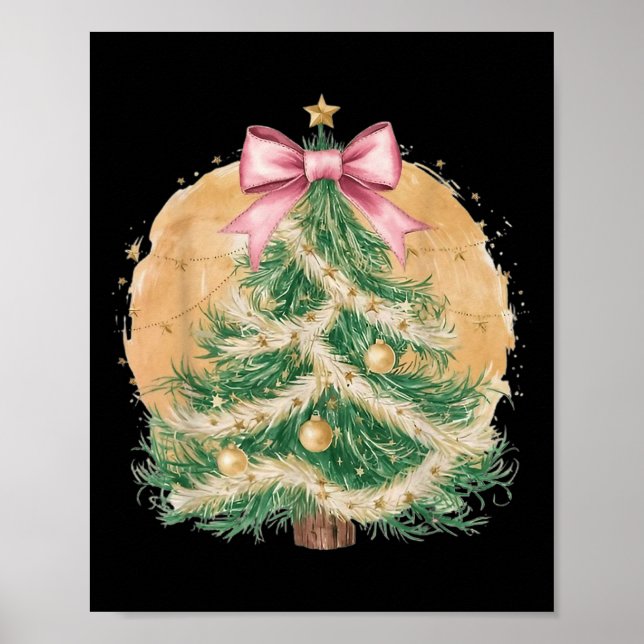 Coquette Bow Christmas Tree Xmas Holiday Girly Out Poster (Vorne)