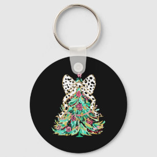 Coquette Bow Colorful Christmas Tree Girly Holiday Schlüsselanhänger