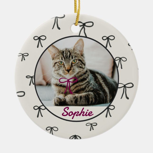 Coquette Bow Custom Pet Ornament with Photo (Vorne)