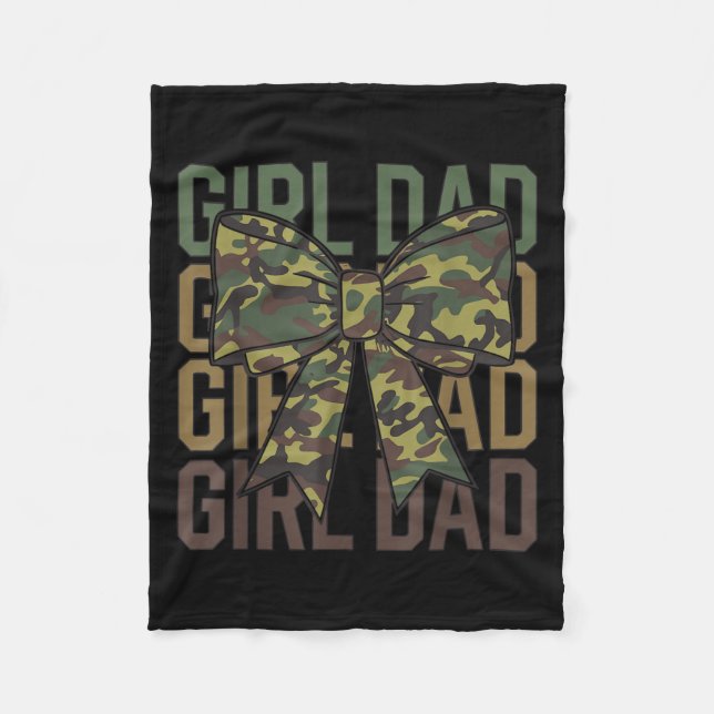 Coquette Bow Dad Of Girl Camo Camouflage Dad Hunti Fleecedecke (Vorderseite)