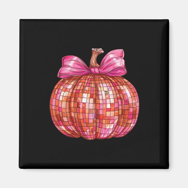 Coquette Bow Disco Ball Pumpkin Niedlich Girly Hal Magnet (Vorne)