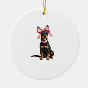 Coquette-Bow-Dobermann-Hundemutter-Mädchen Rosa Keramik Ornament