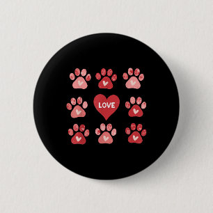 Coquette Bow Dog Paw Print Heart Valentine Dog Mam Button