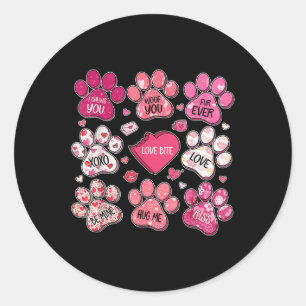 Coquette Bow Dog Paw Print Heart Valentine Dog Mam Runder Aufkleber