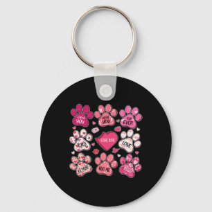 Coquette Bow Dog Paw Print Heart Valentine Dog Mam Schlüsselanhänger