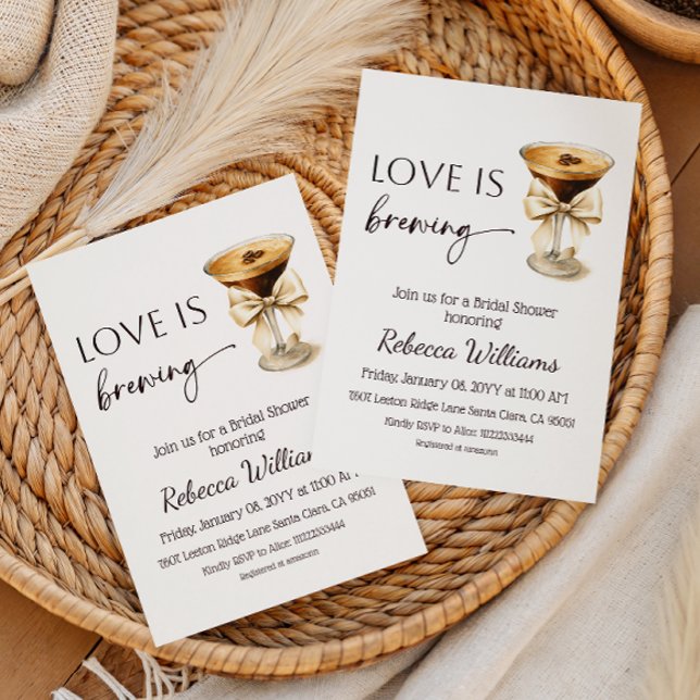 Coquette Bow Espresso Martini Bridal Shower Einladung (Von Creator hochgeladen)