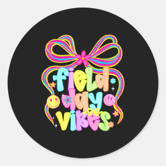 Coquette Bow Field Day Vibes Runder Aufkleber