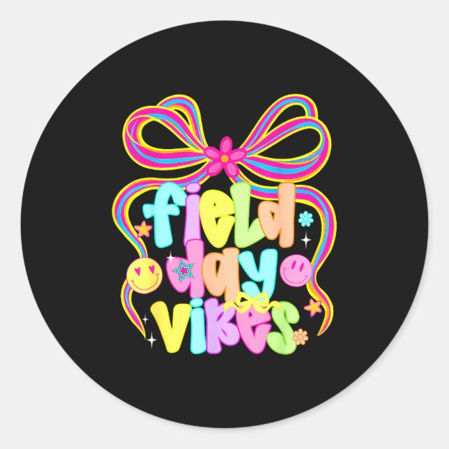 Coquette Bow Field Day Vibes Runder Aufkleber (Vorderseite)