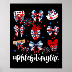 Coquette Bow Fireworks Phlebotomy Happy 4. Juli Poster