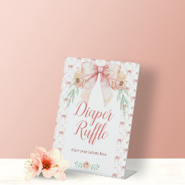 Coquette Bow Floral Diaper Raffelzeichen Sockelschild
