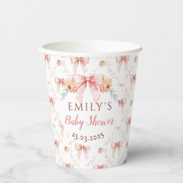 Coquette bow Florals Baby Dusche Pappbecher