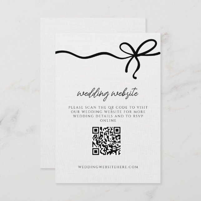 Coquette Bow Formal Wedding Details QR Code Begleitkarte (Vorne/Hinten)