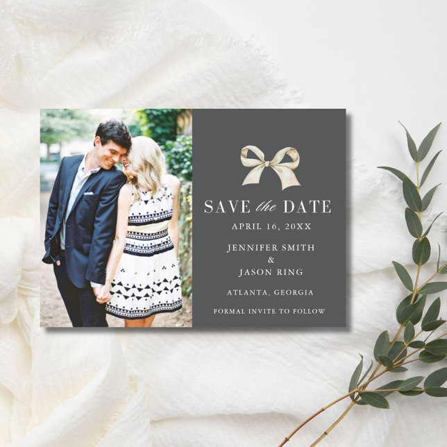 Coquette Bow Foto Wedding Save the Date (Coquette Bow Photo Wedding Save the Date)