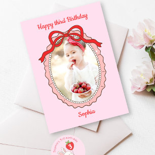 Coquette Bow Frame Foto Happy Birthday Card Karte