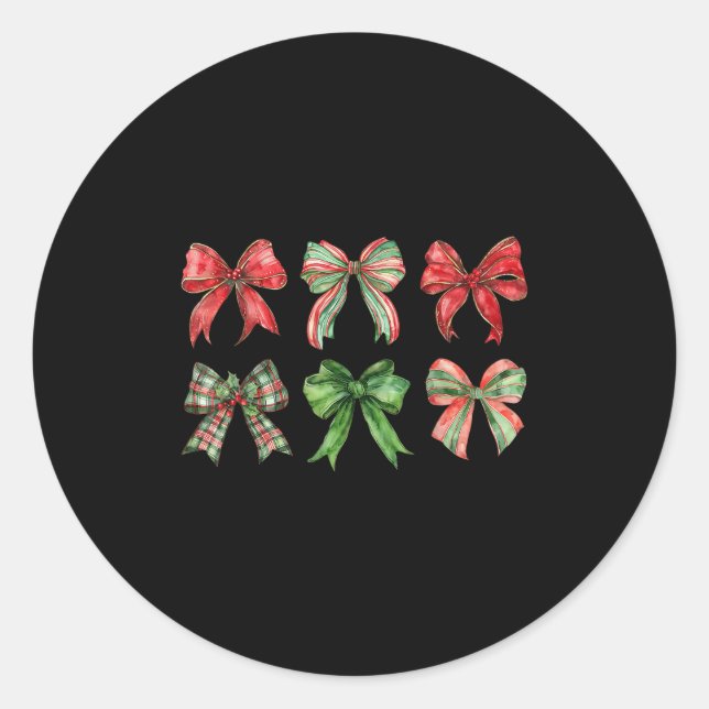 Coquette Bow frohe Weihnachten Weihnachten Familie Runder Aufkleber (Vorderseite)