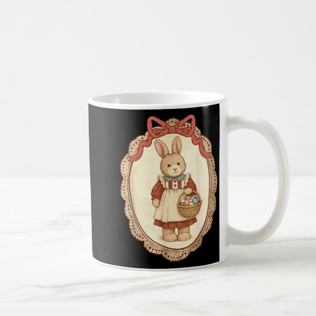 Coquette Bow Funny Bunny Eggs Rabbit Happy Easter  Kaffeetasse (Rechts)