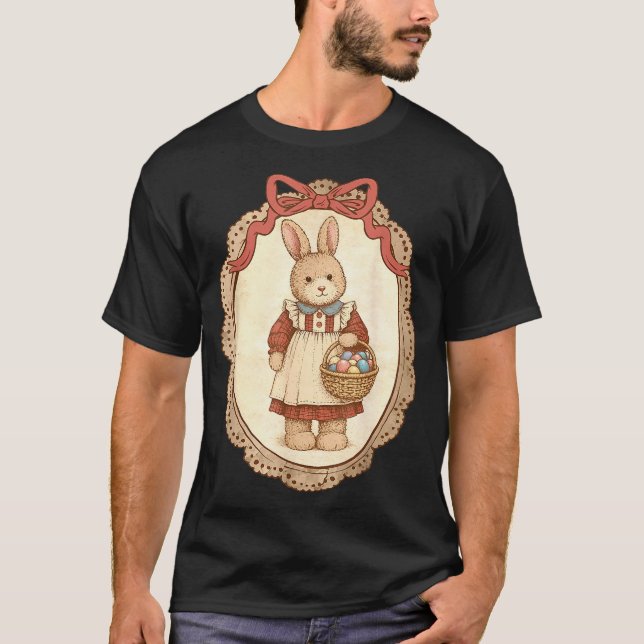 Coquette Bow Funny Bunny Eggs Rabbit Happy Easter  T-Shirt (Vorderseite)