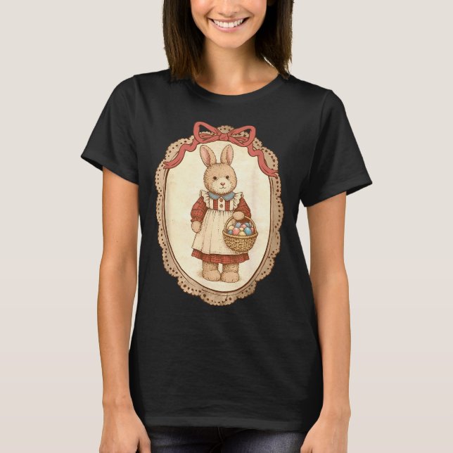 Coquette Bow Funny Bunny Eggs Rabbit Happy Easter  T-Shirt (Vorderseite)