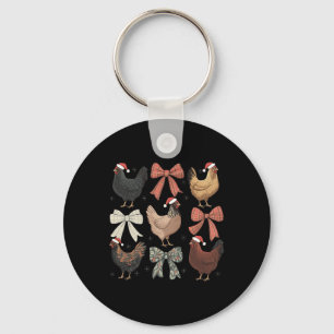 Coquette Bow Funny Chicken Weihnachtsbauernhof Tie Schlüsselanhänger