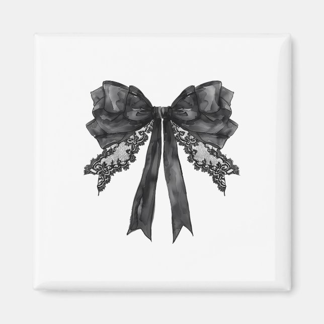 Coquette Bow Funny Ghost Witch Spooky Season Happy Magnet (Vorne)