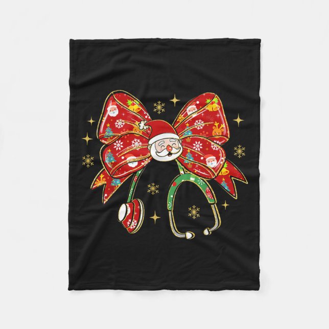 Coquette Bow Funny Nurse Weihnachtsfest Stethoscop Fleecedecke (Vorderseite)