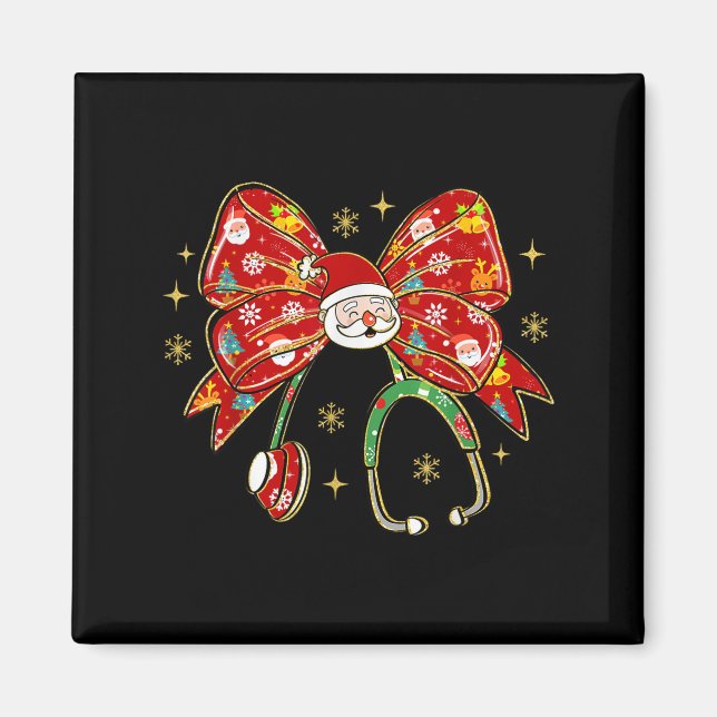 Coquette Bow Funny Nurse Weihnachtsfest Stethoscop Magnet (Vorne)