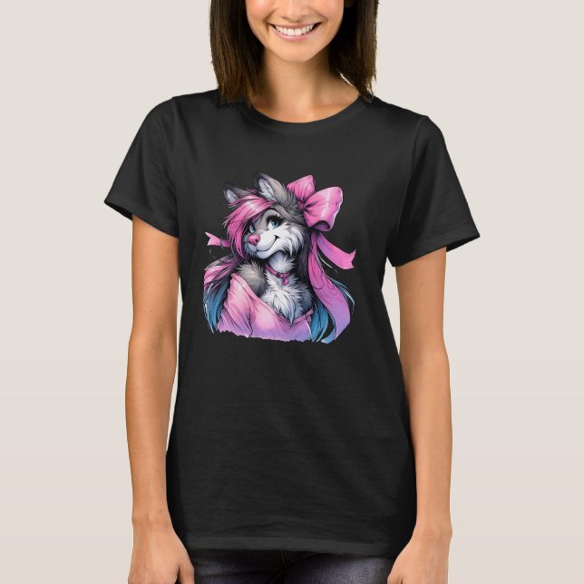 Coquette Bow Furry Fandom Fursona Fursuit Niedlich T-Shirt (Vorderseite)
