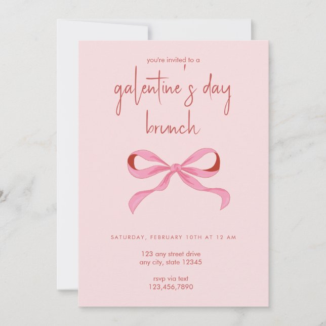 Coquette Bow Galentine's Day Party Einladung (Vorderseite)
