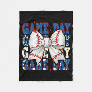 Coquette Bow Game Day Baseball Softball Funny Chee Fleecedecke